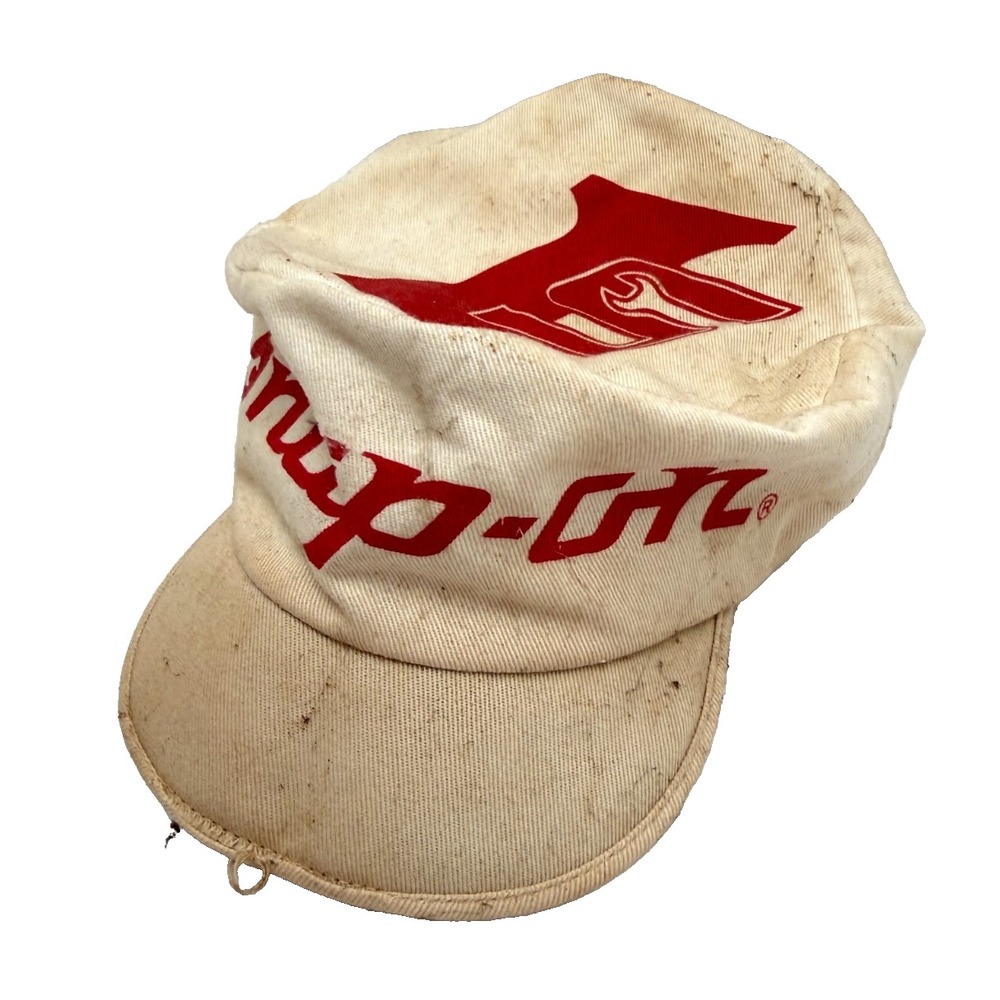 Vintage Snap On Tools Hat Short Brim Folded 1 Painter Cap Stained Work Shop
